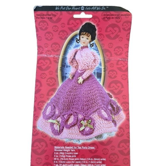 FIBRE CRAFTS VICTORIAN LADY DOLL FIGURE 15" POSABLE HEAD Swivel Arms Crochet - Picture 5 of 5